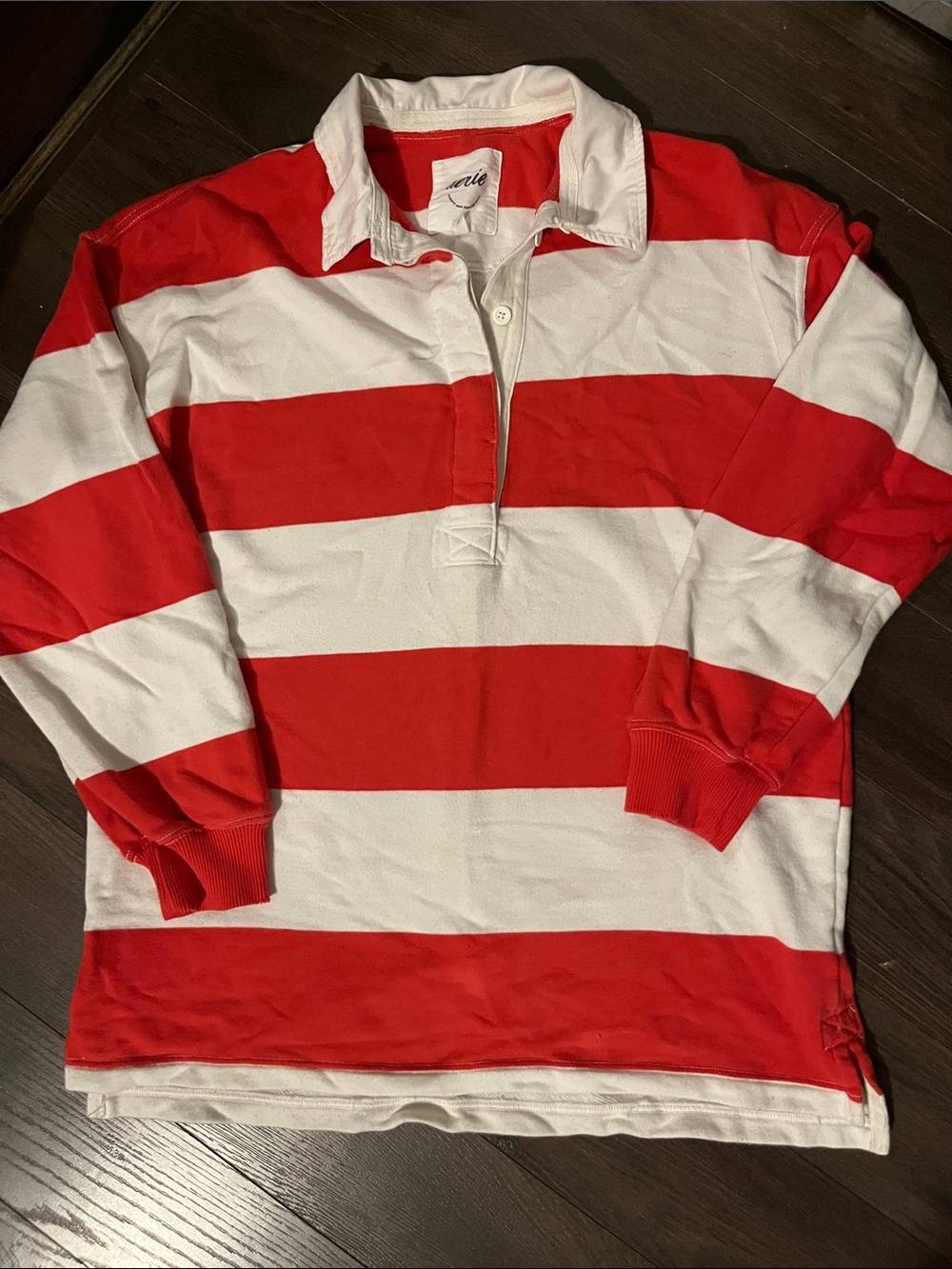 Red & White Striped Rugby Shirt - Classic Long Sleeve Top